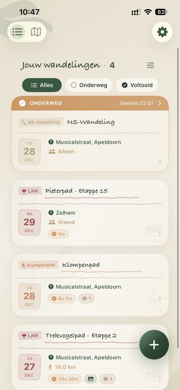 Wandeldagboek - Instellingen