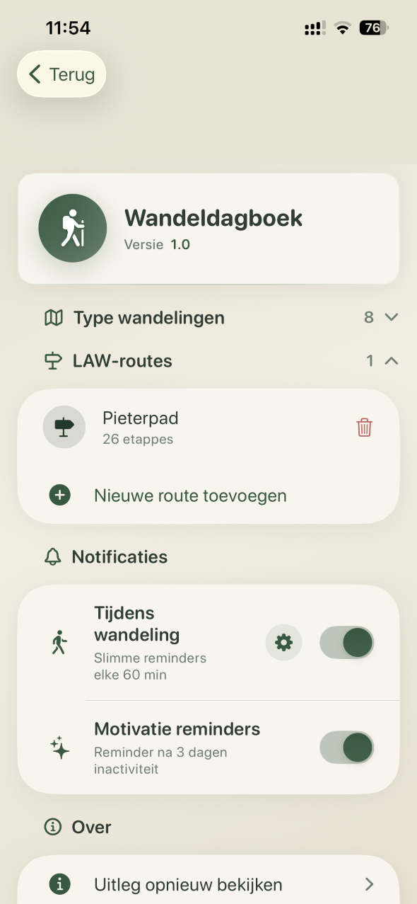 Wandeldagboek - Kaartfilters