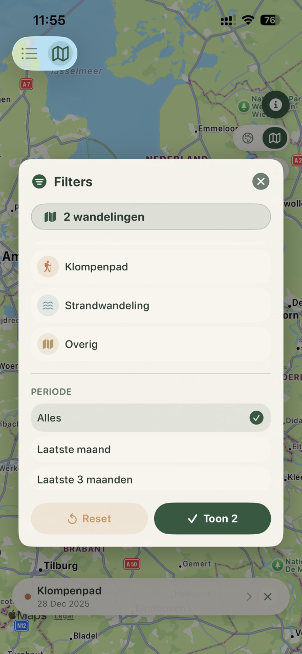 Wandeldagboek - Wandeling afsluiten